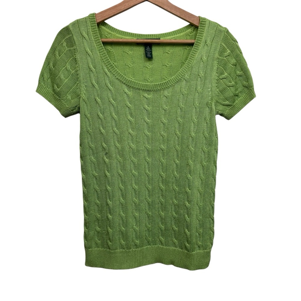 Lauren‎ Ralph Lauren Cable Knit Sweater Women Small Short Sleeve Preppy